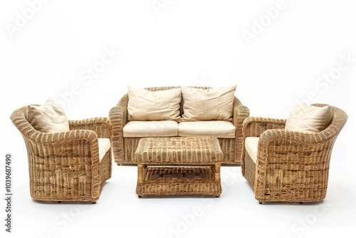 wicker furniture isolated on a white background