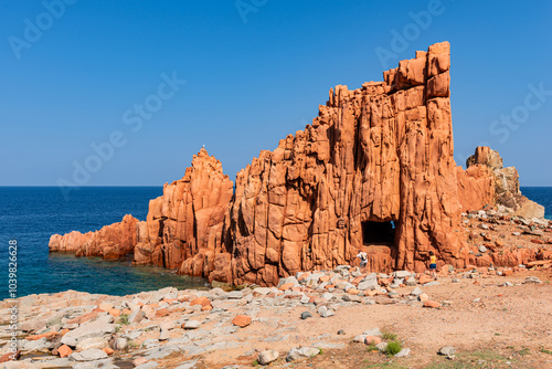 The red porphyry rocks (called “Rocce Rosse”) at the port of Arbatax, Sardinia, Italy