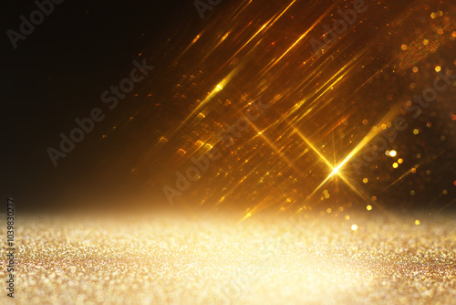 abstract glitter black and gold lights background. de-focused