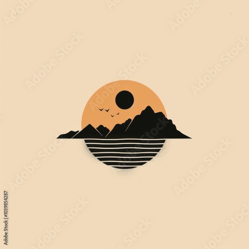 Black minimalist patagonia logo design tranquility silhouette landscape.