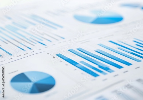 Blue tone financial data charts for business analysis and reporting