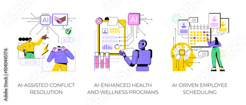 Artificial Intelligence in Human Resources abstract concept vector illustrations.