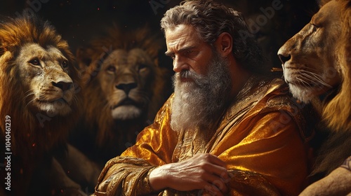 the Old Testament prophet Daniel in a pit with lions that could not harm him