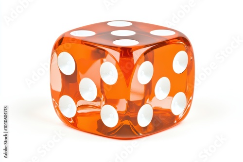 A vibrant orange die showcasing its unique design and numbered faces against a white background.