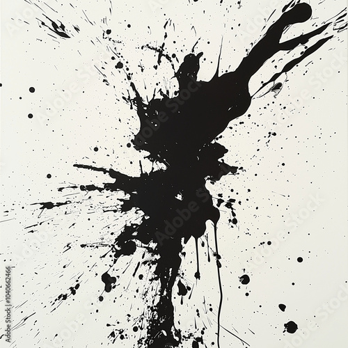 abstract ink explosion artwork with black tendrils reaching out on a white canvas