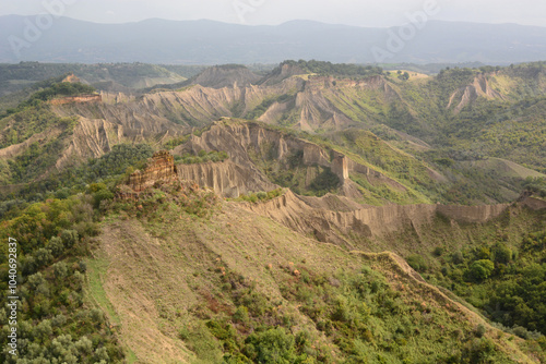 View of Valle dei Calanchi. Civita di Bagnoregio. Province of Viterbo. Lazio. Italy