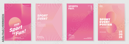 Sport event poster design background vector set. Running sport cover template with vibrant abstract gradient geometric shape. Ideal design for social media, flyer, promotion, card.