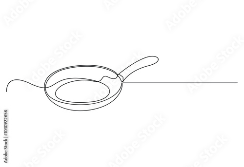 Frying pan icon continuous one line drawing vector. Single line frying pan icon vector background. Frying pan icon. One outline of a frying pan icon.