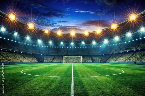 The silhouette of a soccer field, the penalty spot in focus.