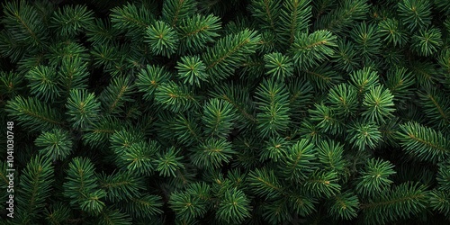 Close-up of lush green pine needles in a dense arrangement