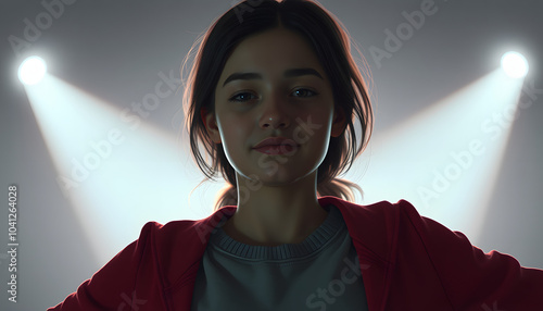 girl with an decreased radius to move due to agoraphobia isolated with white highlights, png