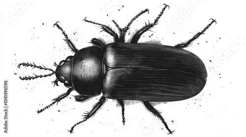 Detailed Sketch of a Red Dor Beetle Bug in Engraving Style