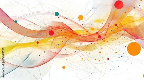 Abstract illustration featuring interconnected lines and dots symbolizing big data technology AI data transfer data flow and generative processes in natural language processing