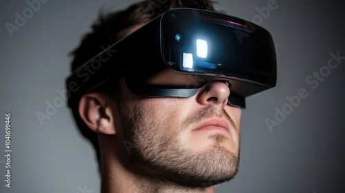 Futuristisches Technikerlebnis mit Virtual Reality-Brille für die digitale Mediengestaltung