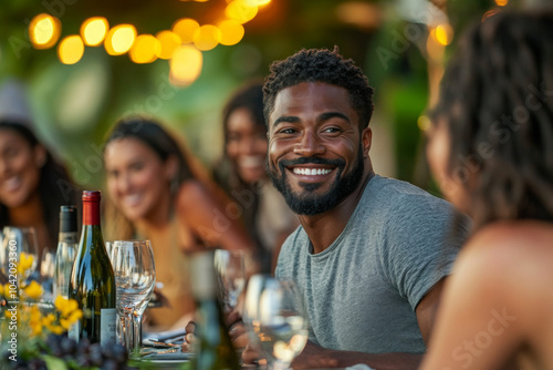 Black friends wine tasting at vineyard 