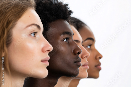 Multi-ethnic diversity and beauty. Group of different ethnicity against a background. 