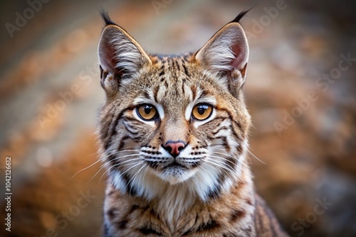 Cute bobcat in asymmetrical desert pattern body with textured strokes