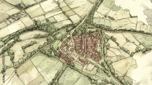 Cheshire east, england - great britain. osm. labelled points of cities. Line-and-Wash. Illustration