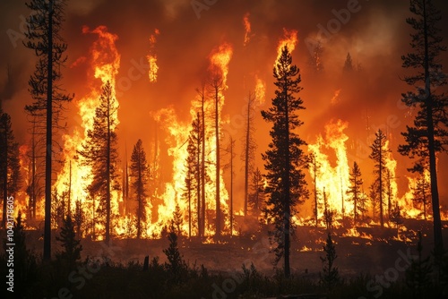 Dramatic Forest Fire Scene