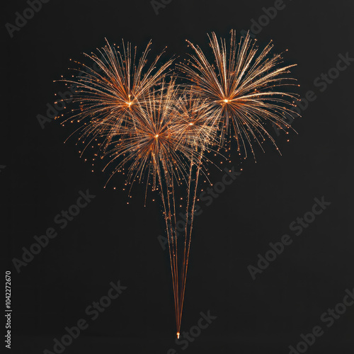 Gold fireworks erupting in the night sky with crackling sparks.