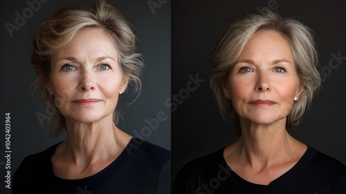 Success story highlighting the dramatic reduction of neck sagging and jowls after a facelift, featuring before-and-after images showing a tighter, more youthful appearance