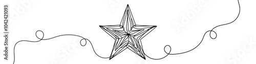 Continuous linear drawing of the star. Single-line drawing of the star. Star in one line style. Vector illustration.