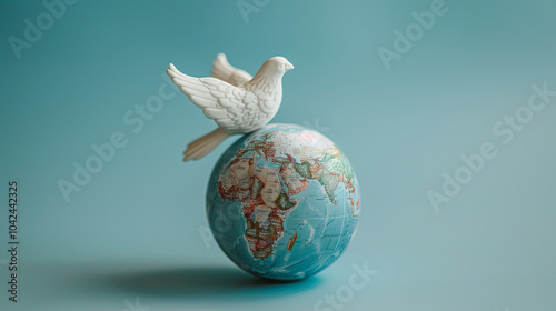 Peace Dove and Globe Icon – Celebrating United Nations Day and Global Cooperation