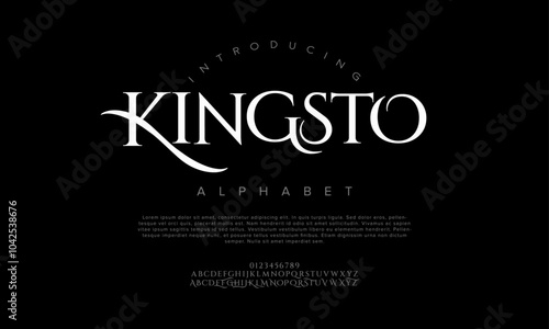 Kingsto typography beauty fashion elegant minimalist serif italic fonts decorative wedding vintage retro logos. Minimal luxury font alphabet logo. Vector illustration