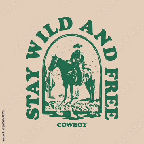 Vintage illustration of cowboy vector t shirt design vector graphic typographic poster or tshirts street wear and Urban style 