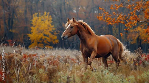 Autumnal picture of a donald bred horse