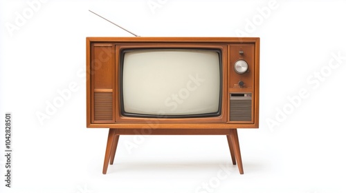 Vintage wooden television set, retro design, classic style, mid-century modern