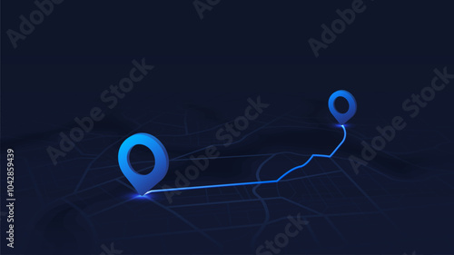 Travel concept. Geolocation and abstract GPS navigation, online navigation map pointer, place mark with map navigation. Tracking path with app. Perspective vector illustration