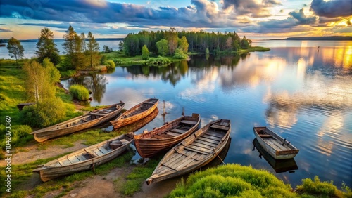 Old Wooden Boats on Lake Onega Shore - Stunning Karelia Landscape Photography