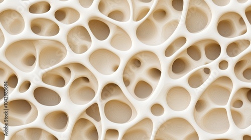 Abstract texture with porous structure, beige and cream tones, isolated background.