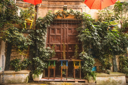 entrance to the house street in the town of Caltanissetta in Sicily