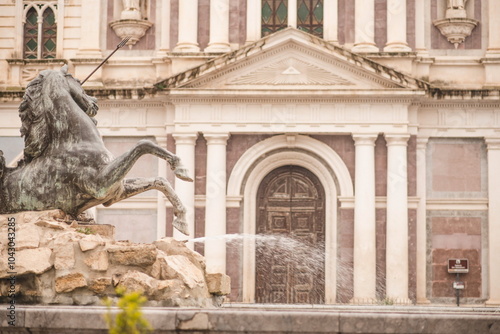 fountain in the center street in the town of Caltanissetta in Sicily