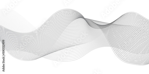 Abstract wave blend lines on transparent background. Design for banner, wallpaper, background and many more. Undulate Grey Wave Swirl, frequency sound wave, twisted curve lines with blend effect. 