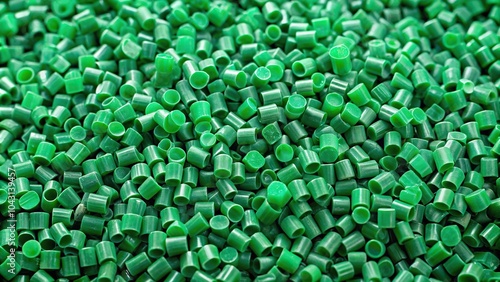 Green plastic granules made from PET biopolymer for recycling