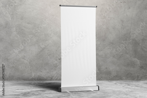 Blank mockup of Retractable Roller Banner Pop up. Trade show Exhibition. For Marketing and Promotional Presentation Templates. Grung background