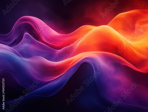 dark gradient background blending rich purple, red, orange, blue, and black, creating a dramatic and mysterious atmosphere perfect for a striking visual piece