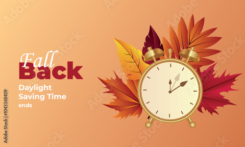 Fall Back. Set the clock to daylight saving time ends. Vector illustration with message