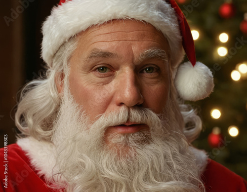 Babbo Natale guarda lontano, immaginando le renne volare nel cielo invernale.