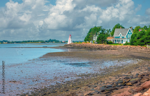 Picturesque seascapes along the Victoria waterfront promenade in Chalottetown, Prince Edward Island, Canada