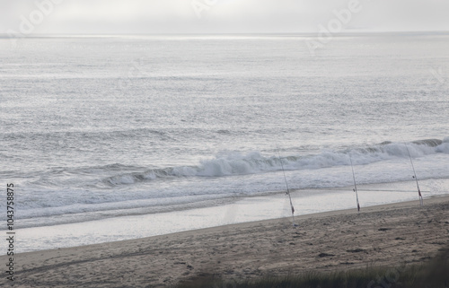 Fishing Rods by the Atlantic Ocean