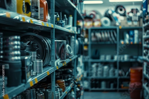 Close up of shelves in auto parts store