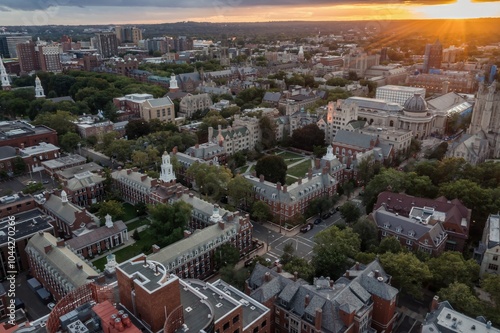 Yale University at sunset, New Haven, Connecticut, United States.