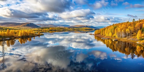 Reflected autumn nature in northern Russia