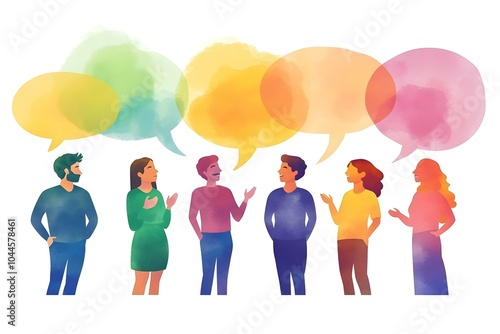 people talking with speech bubbles, communicating and interacting vector illustration clipart