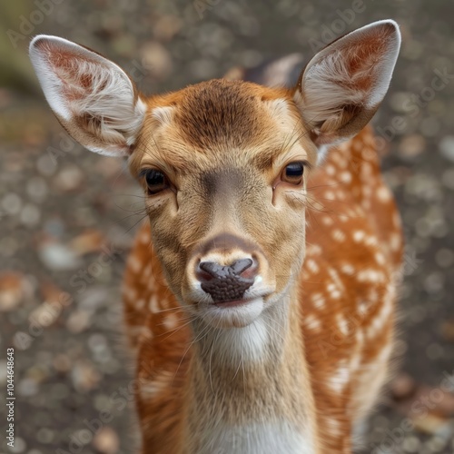 Closeup single sika female deer bambi wild life animals