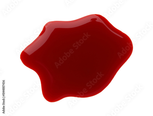 Stain of blood isolated on white, top view